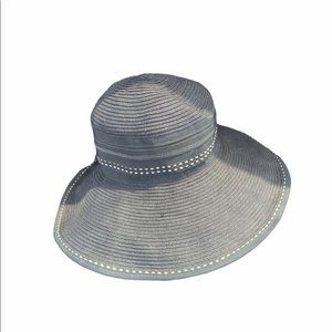 Toucan Collection New York Vintage Hemp Straw Sun Hat Black Ribbon Stitch Sunhat